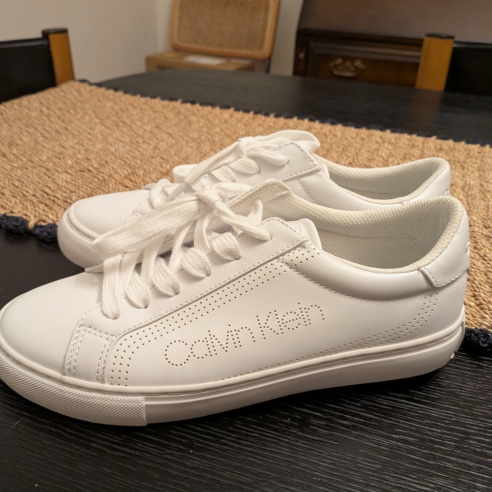 Calvin Klein Women's Classic White Lace-Up Sneakers